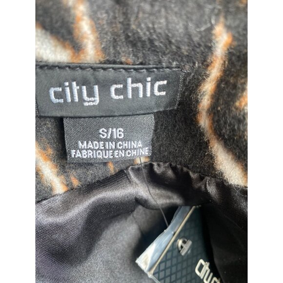 City Chic Animal Lust Coat Jacket Plus Size 16 Retro 70s Style Leopard Print NWT - Picture 10 of 12